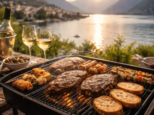 Grillowanie nad jeziorem to idealny sposób, by spędzić majówkę. Steki, kiełbaski i szaszłyki skwierczą na ruszcie, a w tle rozciąga się malowniczy widok.