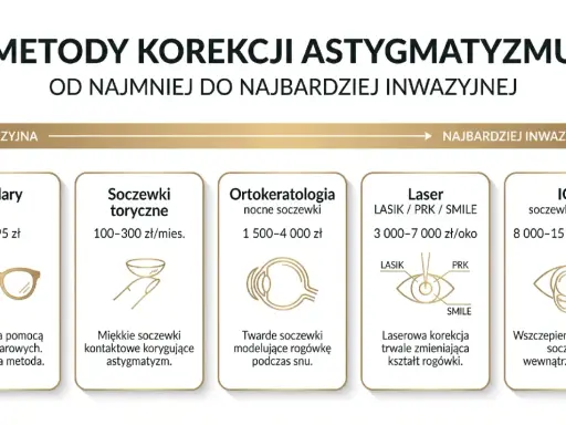 Jak widzi astygmatyzm? Od okularów po laserową korekcję. Różne metody poprawy widzenia, od najmniej do najbardziej inwazyjnych.