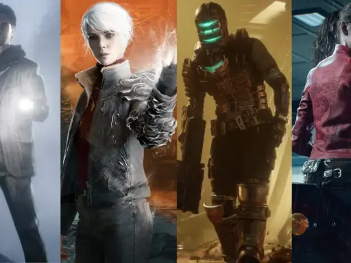 Postacie z gier survival horror, w tym te gry podobne do Resident Evil, jak Alan Wake, Control, Dead Space i Resident Evil.