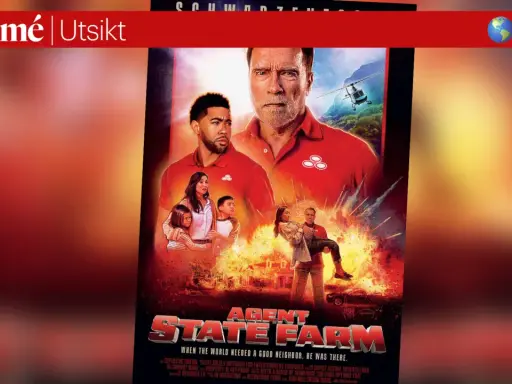 Arnold Schwarzenegger i filmen "Agent State Farm" där han räddar en familj från en explosion.