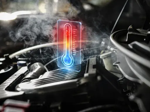 Para z silnika i termometr wskazujący przegrzanie. To objawy zepsutego termostatu.