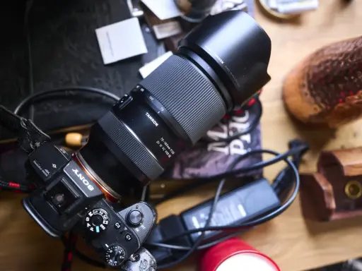 Obiettivo Tamron 70-180mm F/2.8 su fotocamera Sony, pronto per catturare immagini nitide.