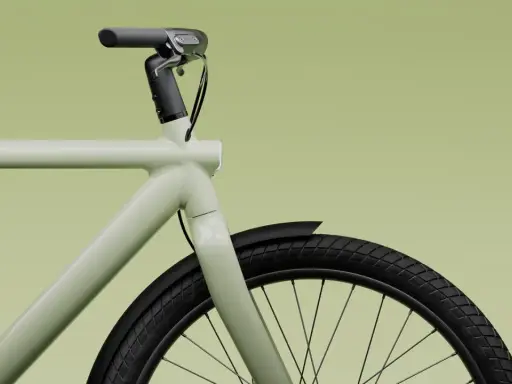 Ein stilvolles, hellgrünes Fahrrad mit schwarzem Lenker und Reifen. Ein trauriges Symbol für einen Fahrradhersteller insolvent.