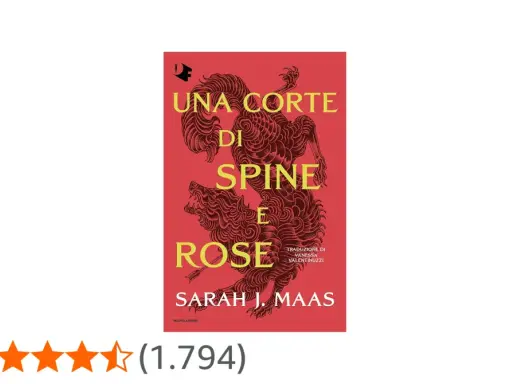 Copertina del libro "Una corte di spine e rose" con un drago stilizzato.