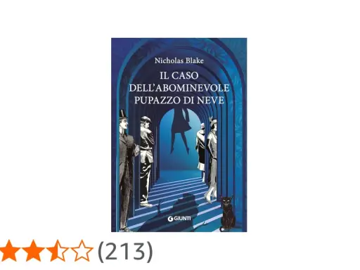 Copertina del libro "Il caso dell'abominevole pupazzo di neve" di Nicholas Blake, con figure stilizzate e un gatto nero.