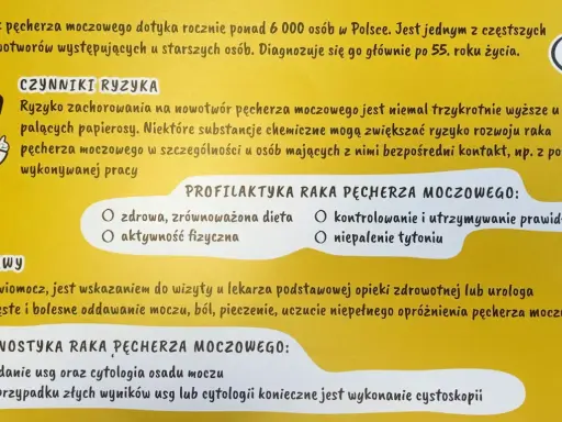 Rak pęcherza moczowego: czynniki ryzyka (palenie, chemikalia), objawy (krwiomocz, ból), profilaktyka (dieta, ruch, niepalenie). Czego nie lubi rak pęcherza moczowego? Zdrowego stylu życia!