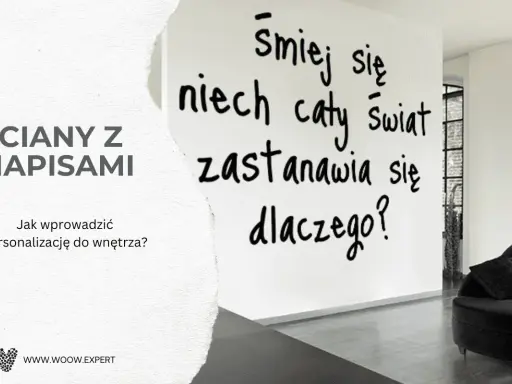 Ściany z napisami: "Śmiej się, niech cały świat zastanawia się dlaczego?". Inspiracja do personalizacji wnętrza.