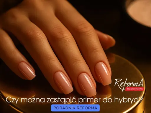 Dłoń z idealnym manicure hybrydowym. Czy można zastąpić primer do paznokci? Poradnik Reforma.