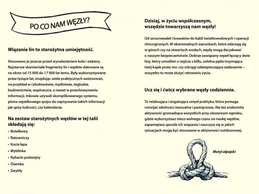 Wiązanie liny to starożytna umiejętność. Na zdjęciu widać węzeł "Motyl alpejski", jeden z wielu praktycznych węzłów.