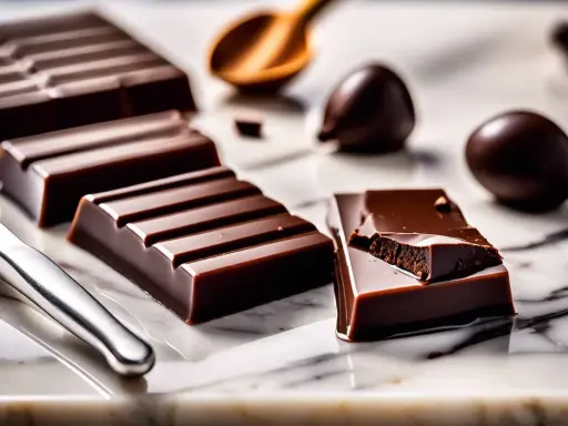 Plaisir du chocolat noir, des carrés brillants et des truffes, prêts pour le temperage.