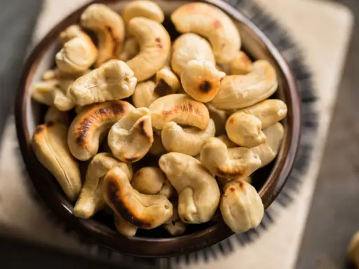 Schale voller gerösteter Cashewkerne, die zeigen, dass Cashewkerne gesund sind.