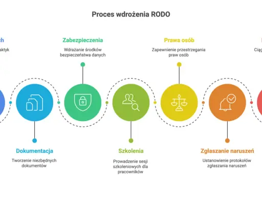 Proces wdrożenia RODO: audyt, dokumentacja, zabezpieczenia, szkolenia, prawa osób, zgłaszanie naruszeń i monitoring. To kluczowe etapy zapewnienia zgodności z przepisami.
