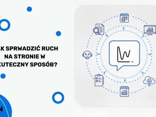 Jak sprawdzić ruch na stronie konkurencji? Grafika pokazuje analizę danych, wykresy, kalendarz, chmurę i telefon.