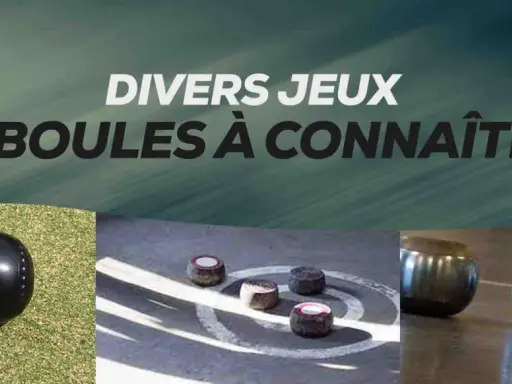 Différents jeux de boules : boules de lawn bowls, boules de pétanque et boules de jeu de quilles.