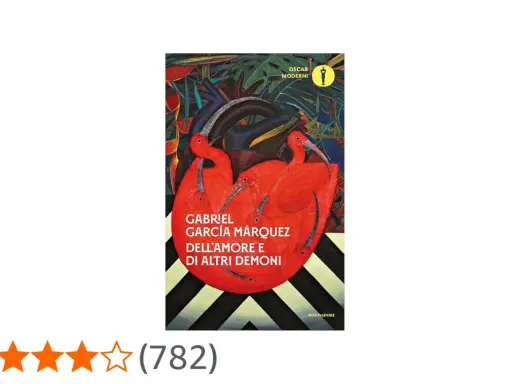 Copertina di "Dell'amore e di altri demoni" di Gabriel García Márquez, con ibis rossi e vegetazione lussureggiante.