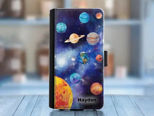 Etui na telefon Galaxy A41 z motywem kosmosu i planet.