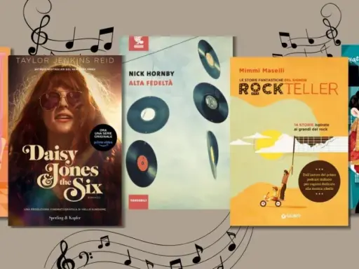 Cinque copertine di romanzi sulla musica, tra cui "Tutta la musica che hai dentro" e "Daisy Jones & The Six".