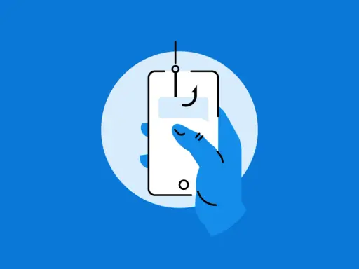 Ein Haken fischt nach einer Nachricht auf einem Smartphone. Dies illustriert die pharming definition: eine betrügerische Methode, um Nutzer auf gefälschte Webseiten zu locken.