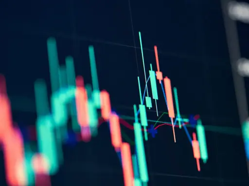 Gráfico de velas con barras rojas y verdes que muestran la volatilidad del valor liquidativo.