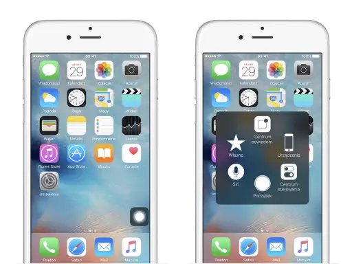 Wyłączanie AssistiveTouch na iPhonie. Na ekranie telefonu widać menu podręczne z opcjami, jak wyłączyć tę funkcję.
