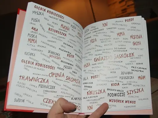 Wielka księga cipek: od "myszki" po "wzgórek wenus", zbiór zabawnych określeń kobiecych.