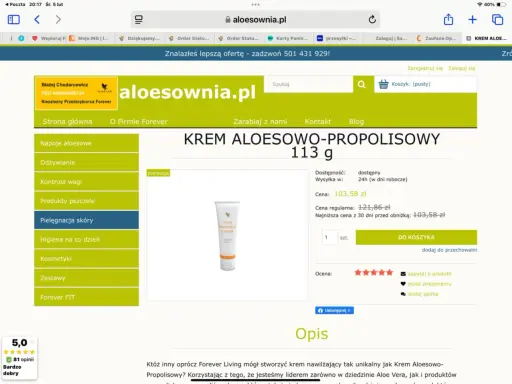 Krem Aloesowo-Propolisowy 113g, idealny do pielęgnacji skóry, dostępny w promocji.
