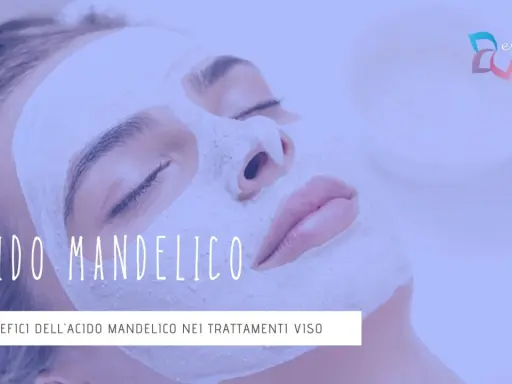 Donna con maschera viso all'acido mandelico. Scopri i benefici e i risultati per la tua pelle.