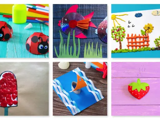Manualidades divertidas para niños: mariquitas, peces, paisajes, helados, barcos y fresas. ¡Ideas creativas para experiencias para niños!