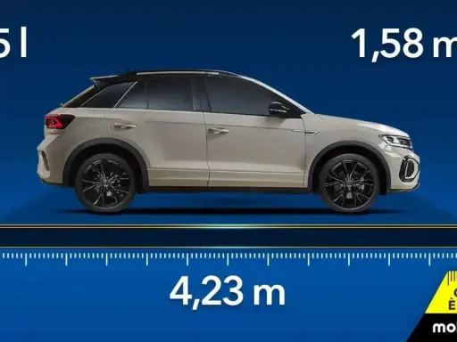 Il t roc ha dimensioni di 4,23 m di lunghezza e 1,58 m di altezza, con un bagagliaio da 445 l.