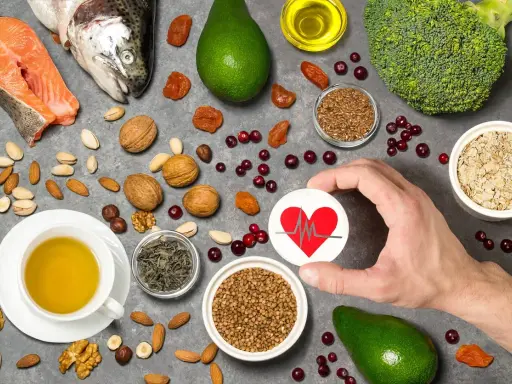 Zdrowe produkty: łosoś, awokado, orzechy, jagody, siemię lniane, płatki owsiane. Idealne dla tych, którzy szukają pozytywnych dieta oxy opinie.