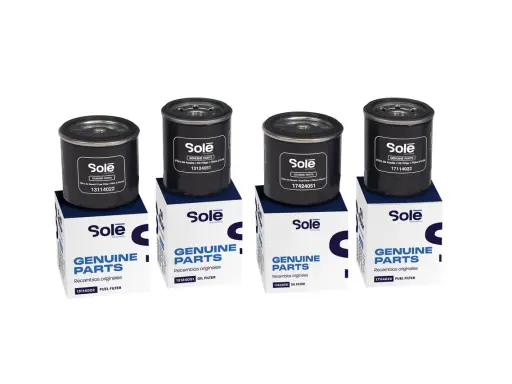 Quatre filtres à gasoil Sole Advance, présentés sur leurs boîtes respectives. Un tableau correspondance filtre à gasoil pour trouver la pièce exacte.