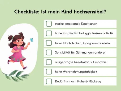 Checkliste für hochsensible Kinder: Starke Reaktionen, tiefe Gedanken, Empathie. Auch wenn hochsensible Kinder anstrengend sein können, sind sie oft kreativ und einfühlsam.
