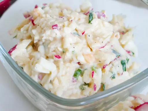 Pyszna pasta jajeczna z rzodkiewką i szczypiorkiem, idealna na kanapki.
