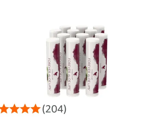 Kilka sztyftów Forever Aloe Lips™ w białych opakowaniach z bordowym wzorem i logo. Idealne do pielęgnacji ust.