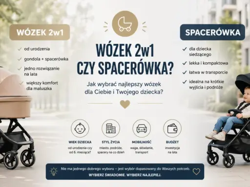Jaki wózek wybrać mamaginekolog? Porównanie wózka 2w1 i spacerówki, by świadomie wybrać najlepszy dla dziecka i rodzica.