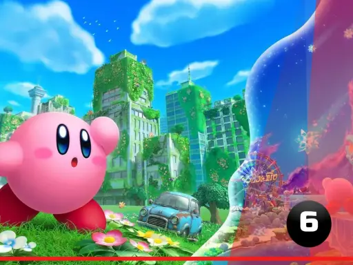 Kirby wkracza do zapomnianej krainy, pełnej zarośniętych budynków i tajemniczych krajobrazów. Przygoda w Kirby and the Forgotten Land dopiero się zaczyna!