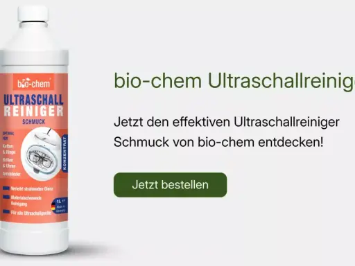 bio-chem Ultraschallreiniger für Schmuck. Perfekt für Ketten, Ringe, Brillen und Uhren. Für strahlenden Glanz und schonende Reinigung.