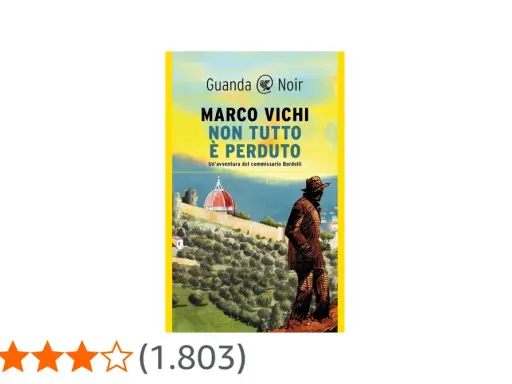 Copertina del libro "Non tutto è perduto" di Marco Vichi, un'avventura del commissario Bordelli. La copertina mostra un uomo di spalle con un cappello, sullo sfondo una collina con alberi e una cupola rossa.