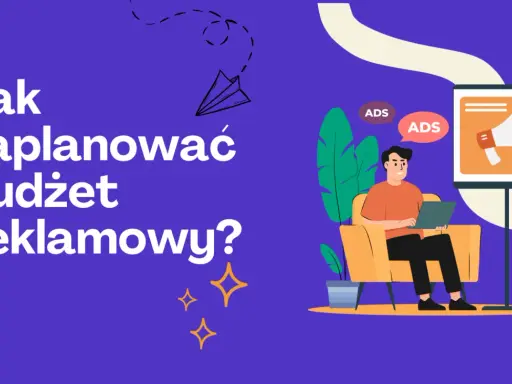 Mężczyzna planuje budżet reklamowy, analizując wady i zalety reklamy internetowej.