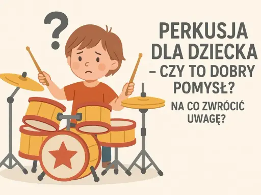 Zamyślony chłopiec z pałeczkami przy perkusji. Czy to dobry pomysł na rozwijanie wartości rytmicznych? Na co zwrócić uwagę?