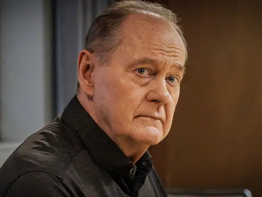 Peter Haber, känd från filmer och tv-program, med en intensiv blick.