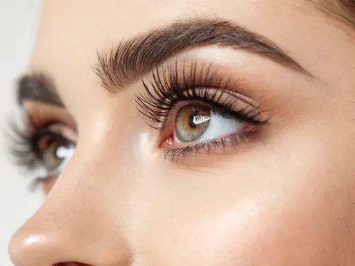 Un regard intense grâce à une pose de cils naturel. Les cils sont longs, épais et parfaitement courbés, sublimant la beauté naturelle de l'œil.