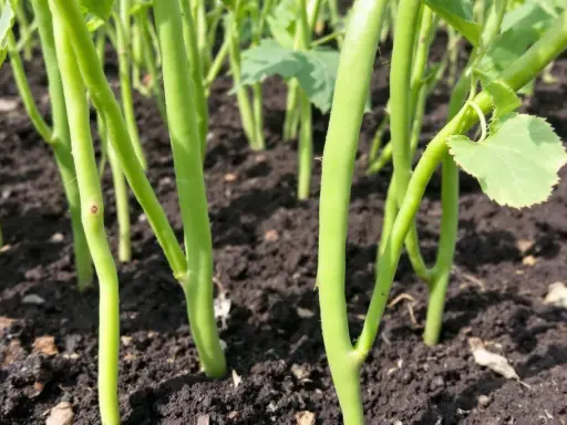 Jeunes pousses de haricots verts dans la terre. Il est encore temps de respecter la date limite semis haricots verts pour une belle récolte.