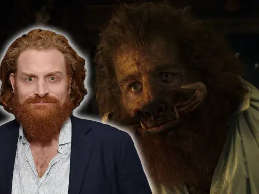 Kristofer Hivju, känd från filmer och tv-program, bredvid en skrämmande varelse.