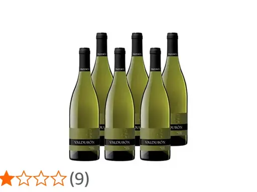Sechs Flaschen Valdubón Verdejo Wein stehen nebeneinander.