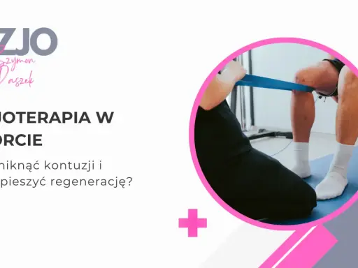 Fizjoterapeuta pomaga sportowcowi w ćwiczeniach z taśmą oporową. Fizjoterapia w sporcie kluczem do uniknięcia kontuzji i szybkiej regeneracji.