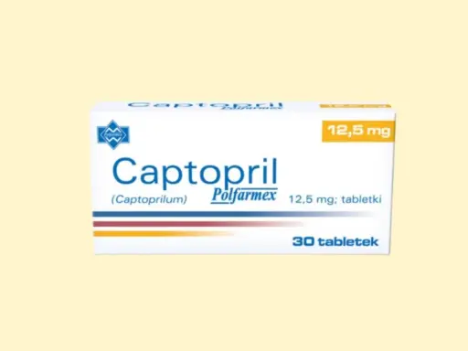 Opakowanie leku Captopril 12,5 mg, zawierające 30 tabletek.