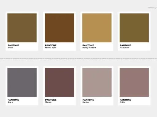 Tonalità calde come il beige "Honey Mustard" e "Plantation" evocano il sole, mentre quelle fredde come "Shark" e "Antler" ricordano l'inverno.