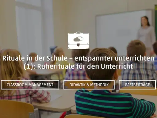 Schüler im Klassenzimmer, bereit für entspanntes Unterrichten. Fokus auf Rituale für Ruhe im Unterricht.