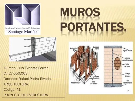 Ilustración de un muro apilastrado con detalles de construcción, columnas de confinamiento y vigas.